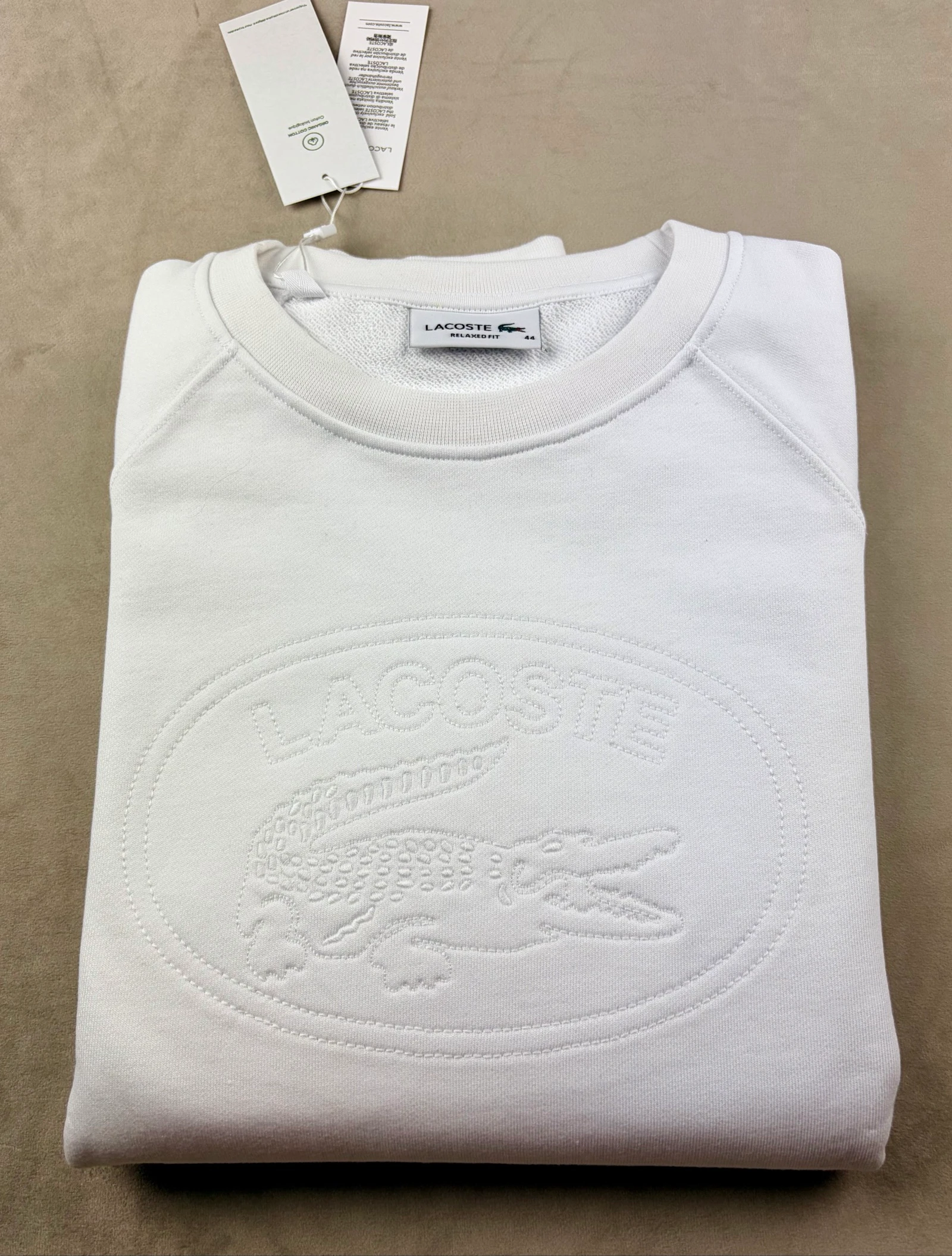 Sweat Lacoste blanc 100% Coton – Taille 44